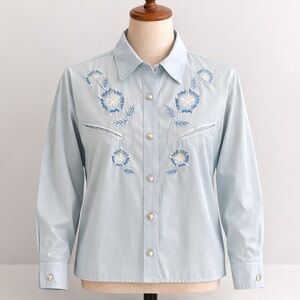 Napoleon Dynamite Pedro Shirt Adult Small Western Snap Button Embroidered Blue